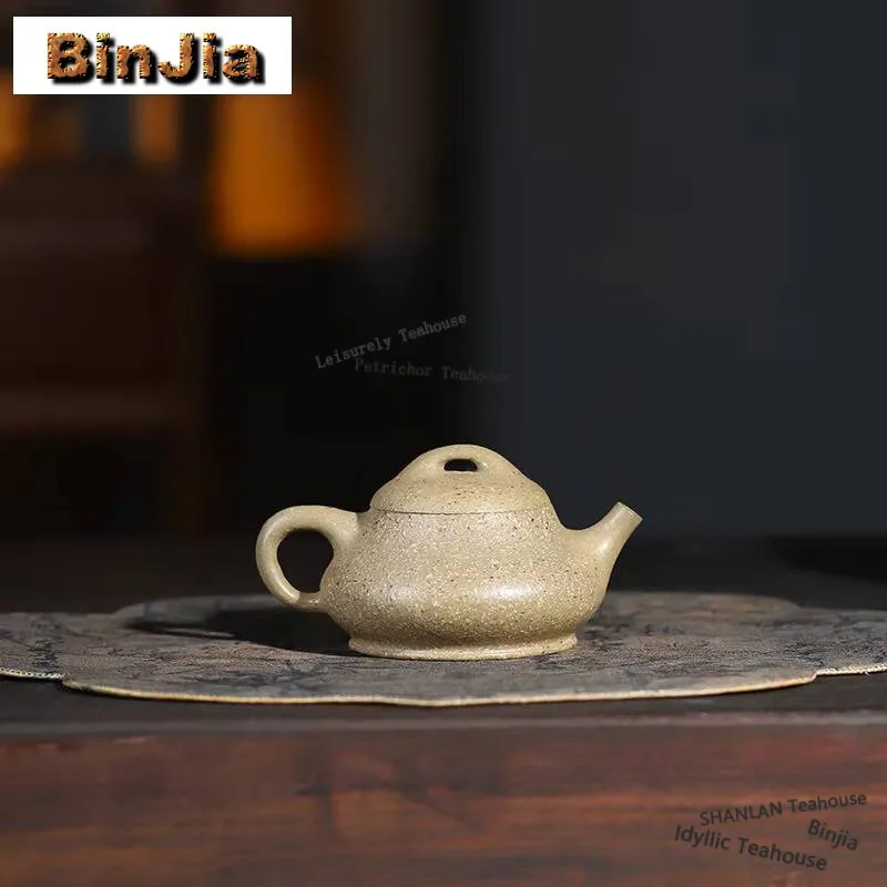 190ml Yixing Purple Clay Teapots Artists Handmade Column Scoop Pot Raw Ore Coarse Sand 16 Mesh Section Mud Kettle Zisha Tea Set view 4