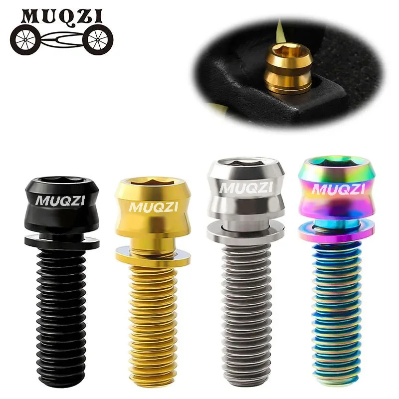 MUQZI 4Pcs Bicycle Disc Brake Screws M6*17/19mm MTB Road Bike Handlebar Stem Screw Titanium Alloy Mechanical Caliper Fixing Bolt