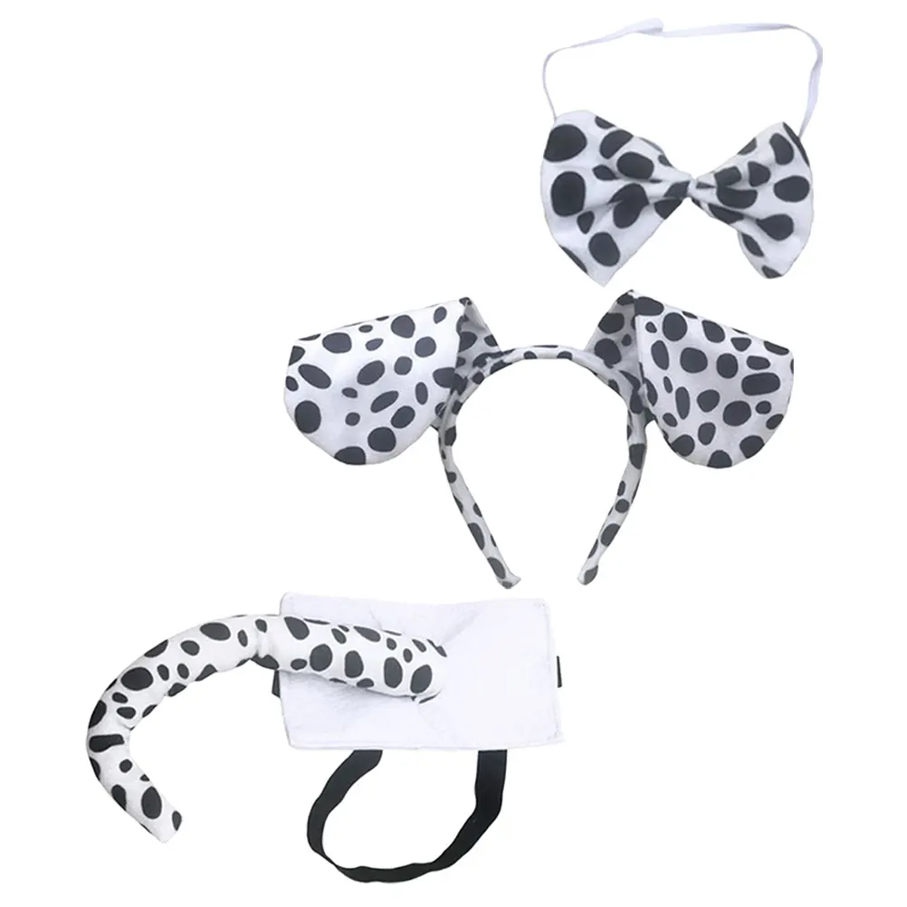 

1 set Dog Headband Costume Set Bowtie Tail Cute Dots Print Stylish Pet Accessories Halloween Animal Ear Headbands For Puppy Dog