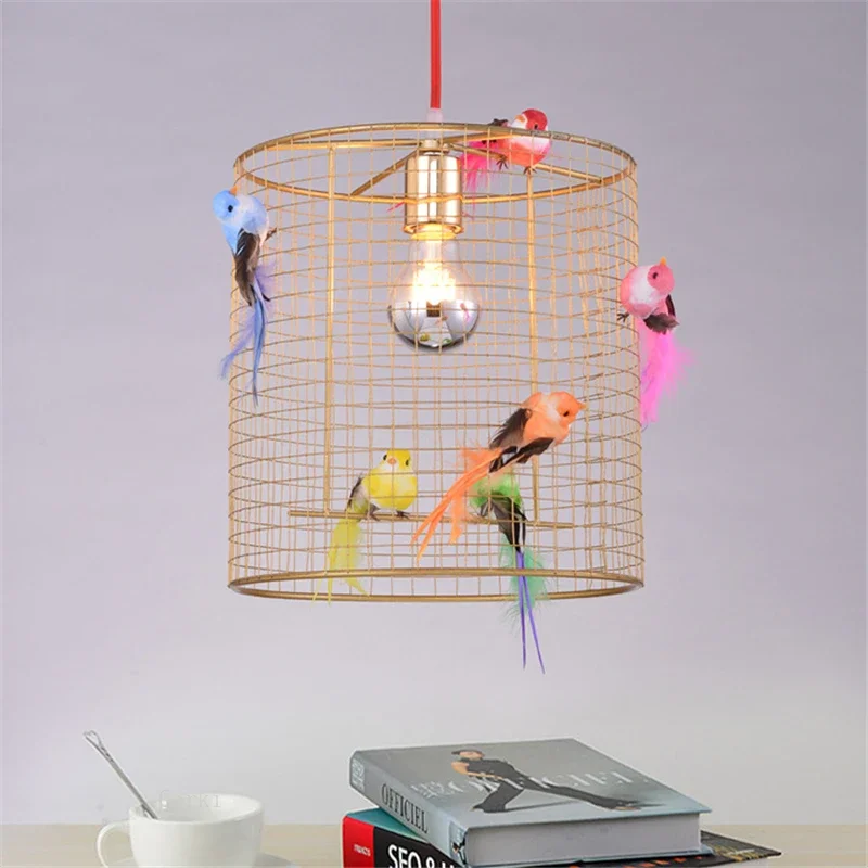 

2025 CHALLIERES Pendant Lamp Creative Bird Cage Light Nordic Loft Home Living Room Bedroom Lamp Gold Home Decor Light