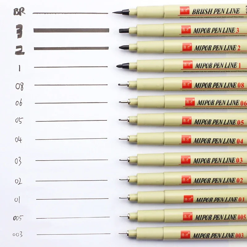 12 Types Black FineLine Pen for Painting Drawing Tick Pens Sketching Markers Waterproof School Art Supplies Stationery