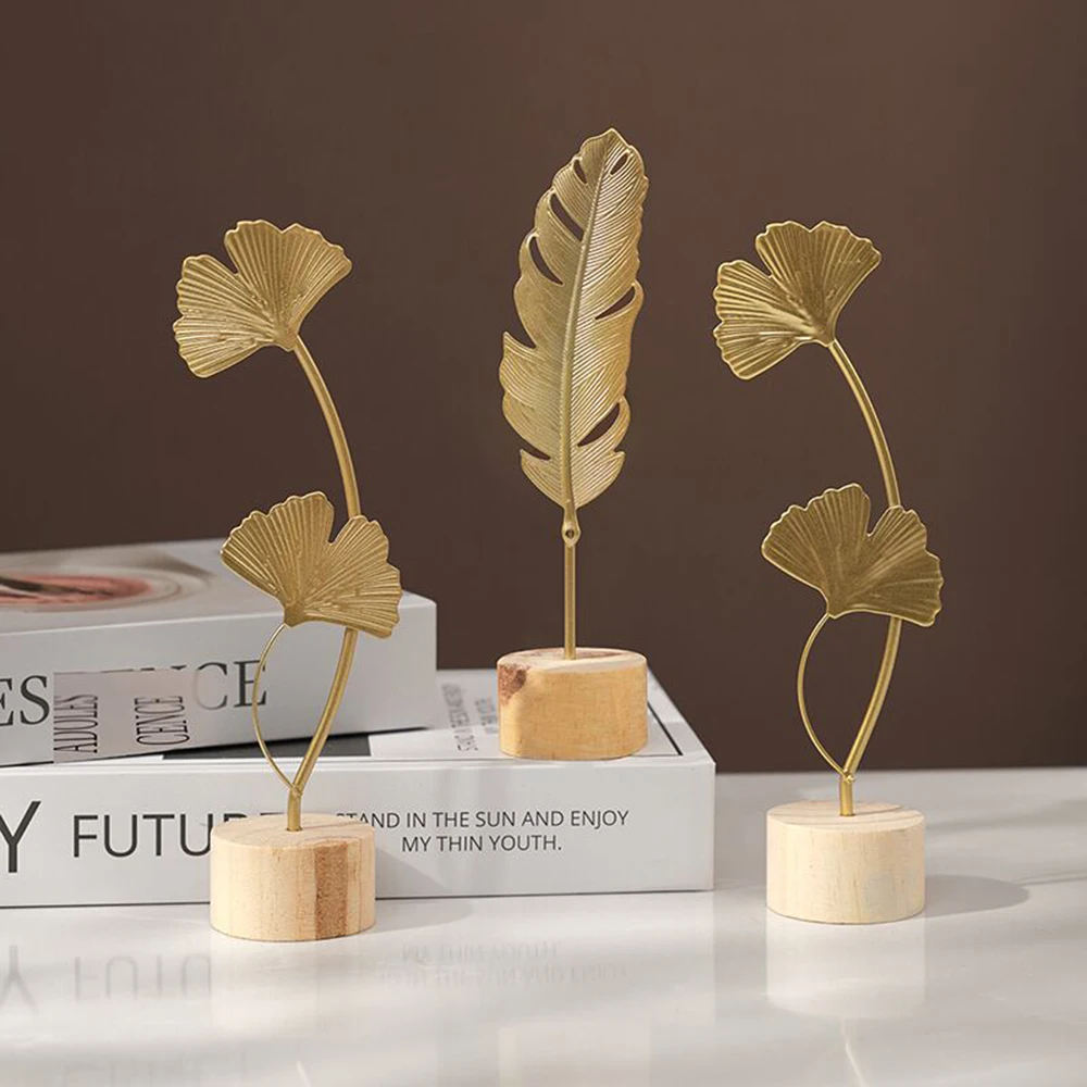 Gold Ginkgo Leaf Feather Candleholder Luxury Living Room Decor Home Decoration Accessory Wedding Party Home Decoration Candlest