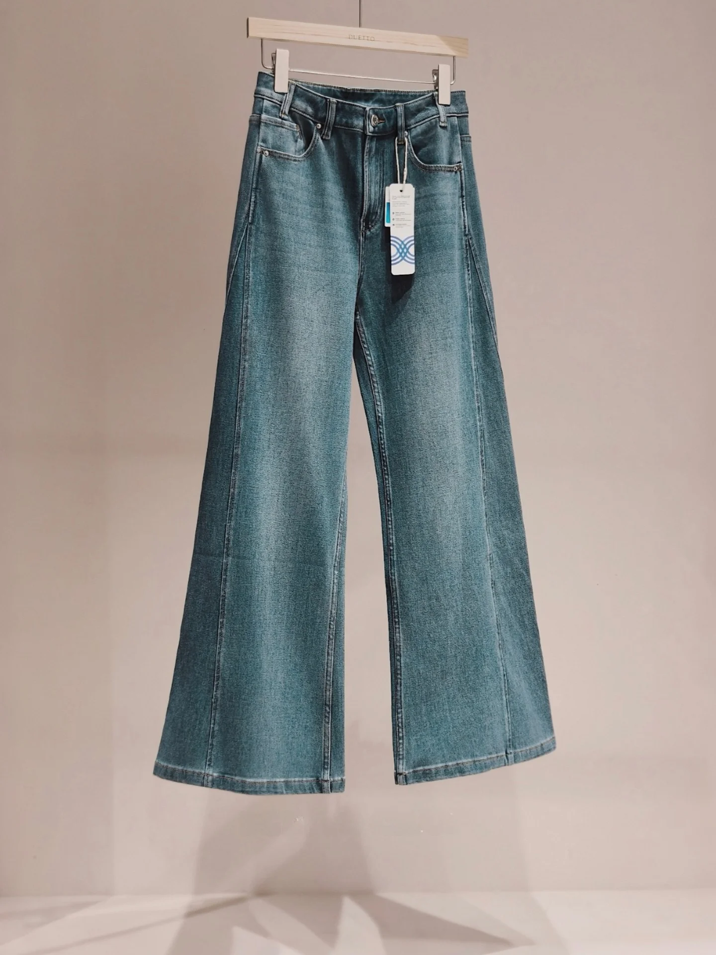 

Джинсы Duetto Vintage Gold Age с высокой талией, широкими штанинами, эффектом похудения, эластичные, из медно-синего денима, на молнии, из хлопковой стрейч-ткани