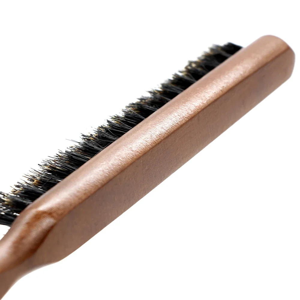 Natural Boar Bristle Hair Fluffy Comb Wood Handle Hair Brush Anti-static Barber Hair Comb Scalp Massage Hairdresser Styling Tool view 4
