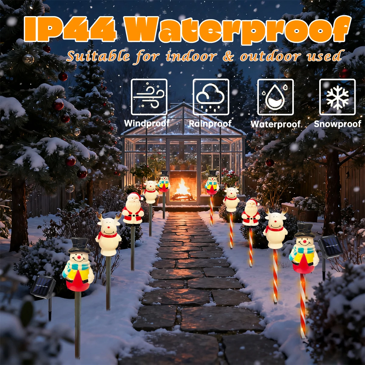 5 قطعة/المجموعة عيد الميلاد ثلج و الرنة وسانتا كلوز أضواء الحديقة الشمسية الدافئة الأبيض حصة مصابيح لقضاء عطلة ساحة عيد الميلاد ديكور