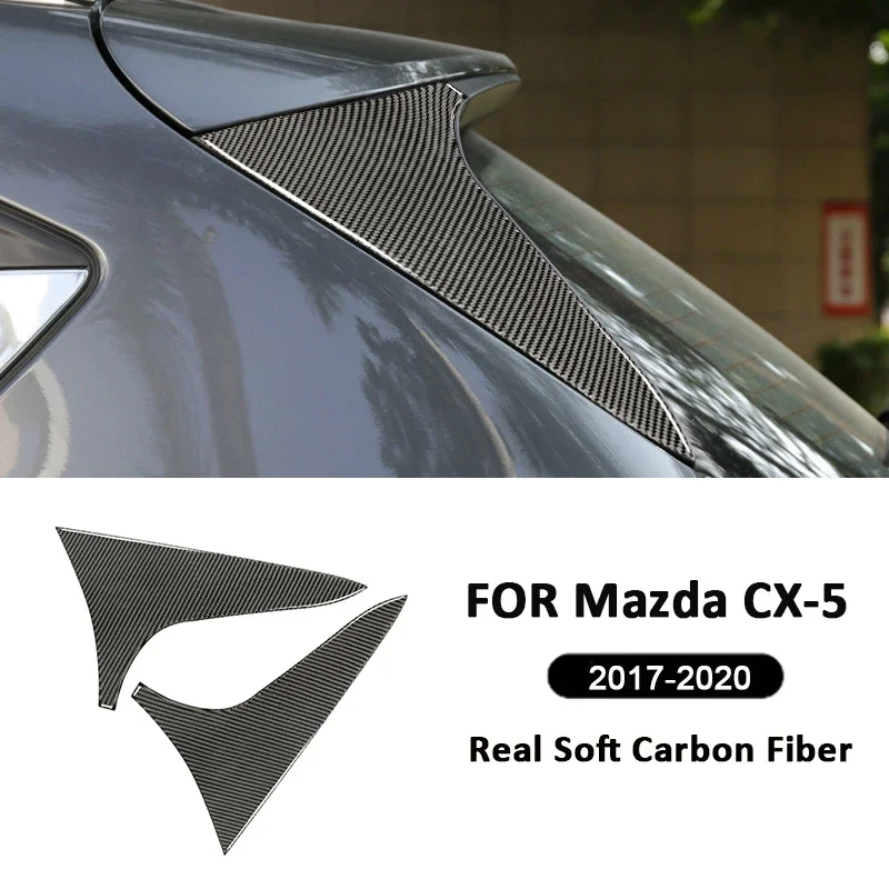 

For Mazda CX-5 2017-2020 Carbon Fiber Car Hatchback Tail Wing Rear Bumper Trim Lip Spoiler Triangle Panel Decoration Sticker