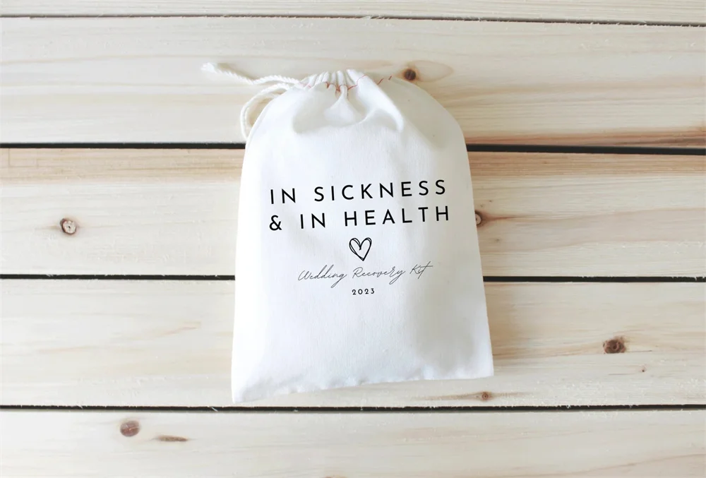 20pcs In Sickness & In Health, Wedding Recovery Kit, Wedding Hangover Kits, Wedding Hangover Kit Bags, Wedding Guest Favors