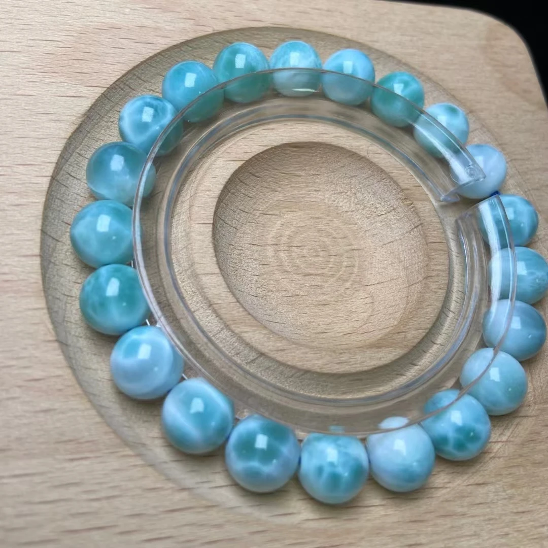 

Natural Blue Larimar Gemstone Beads Bracelet 9.2mm Women Men Rare Stone Larimar Water Pattern Rare Jewelry AAAAAA