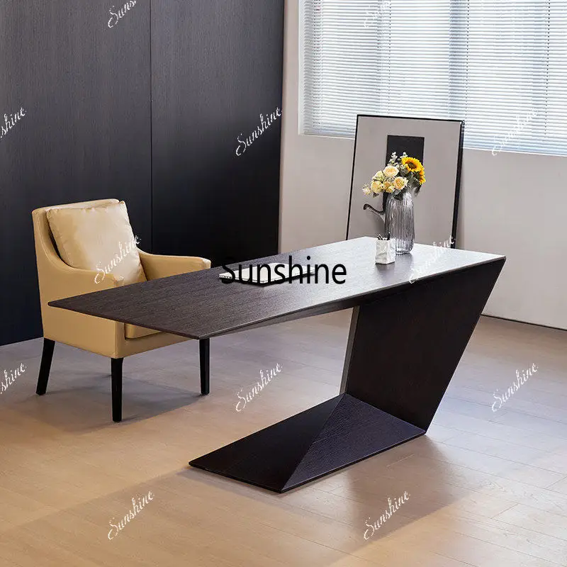 Integrated long desk light luxury work office, writing desk Italian minimalist