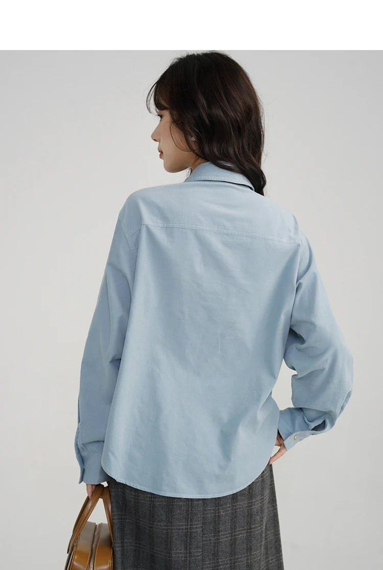 女性用ヴィンテージコーデュロイシャツ、スリムウィンターブラウス、クラシックな折り返し襟、シックなスクール風カジュアルトップ、デイリースタイリングに