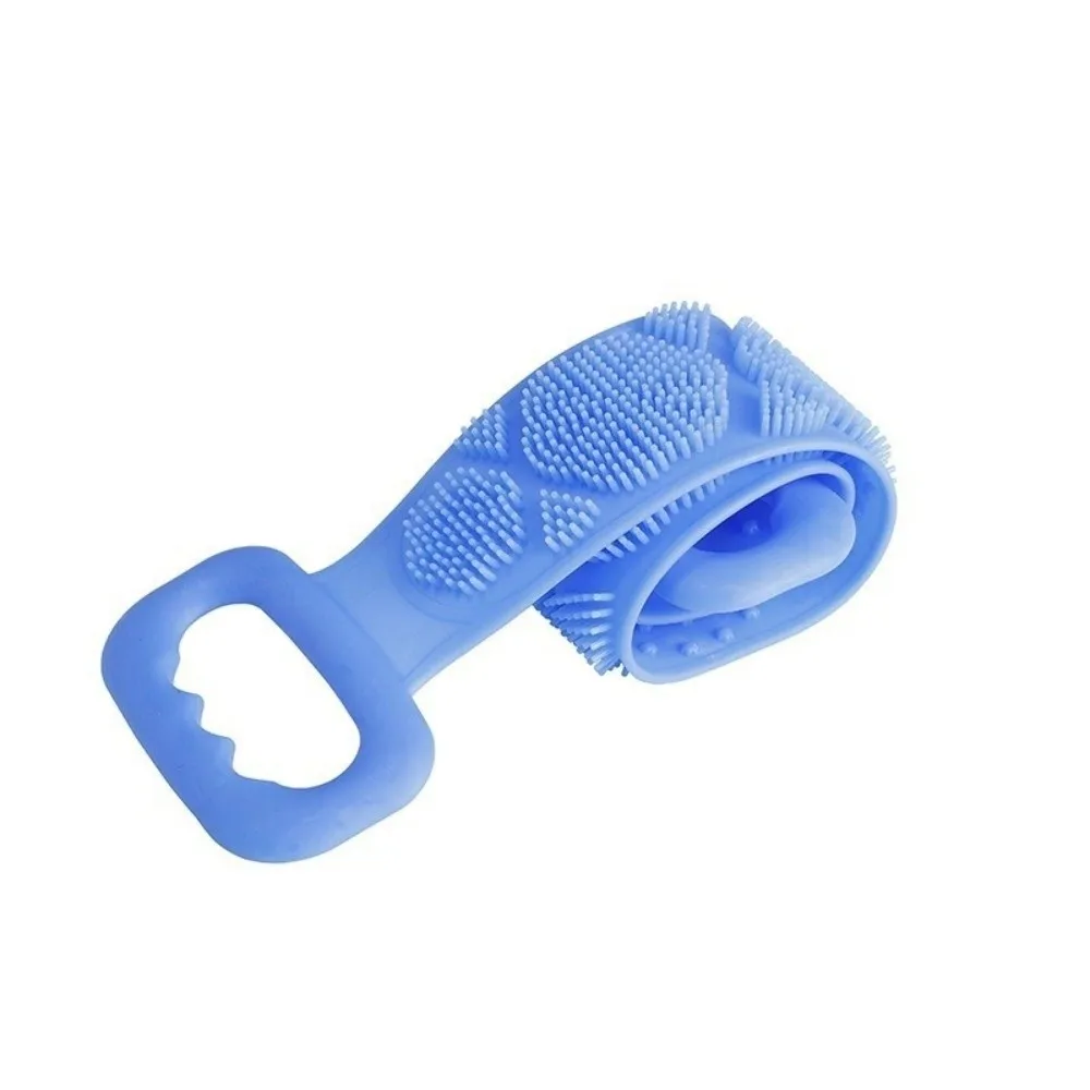 Double-Sided Silicone Body Scrubber Long Strip Back Reaching Bath Brush Flexible Non-Slip Grip Back Scrubbing Belt