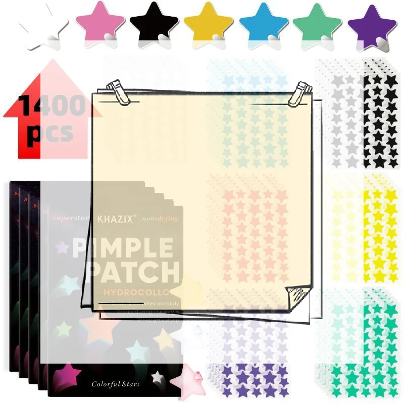 1400pcs Rainbow Star  Patches, Hydrocolloid Stickers, Gentle & Invisible, Covers Pimples, Travel Ready