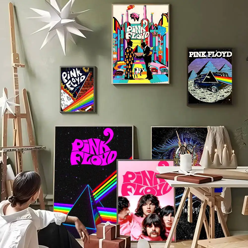 Band P-Pink HOT Floyd Vintage Posters Sticky Retro Kraft Paper Sticker DIY Room Bar Cafe Kawaii Room Decor