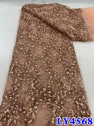 Wholesale Luxury African Sequins French Nigerian Beaded Lace Fabric Lace Fabric 2024 High Quality For Wedding Dress