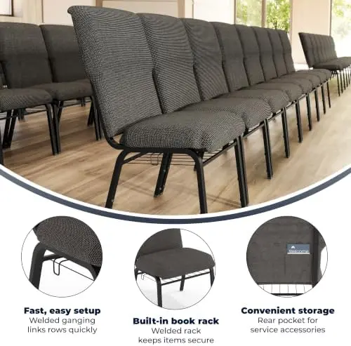 Advantage Black Marble Discount Church Chair - 21 in. Wide view 4
