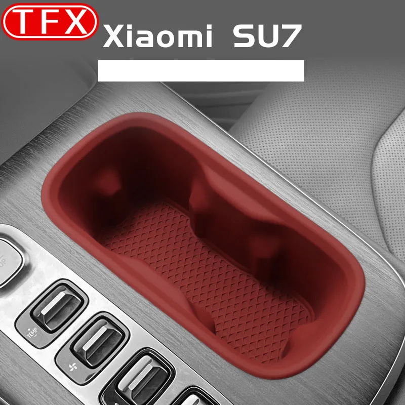 

For Xiaomi SU7 2024 Car Silicone Central Control Anti Slip Shock-absorbing Cup Cover Storage Fixed Seat Limit Auto Accessories