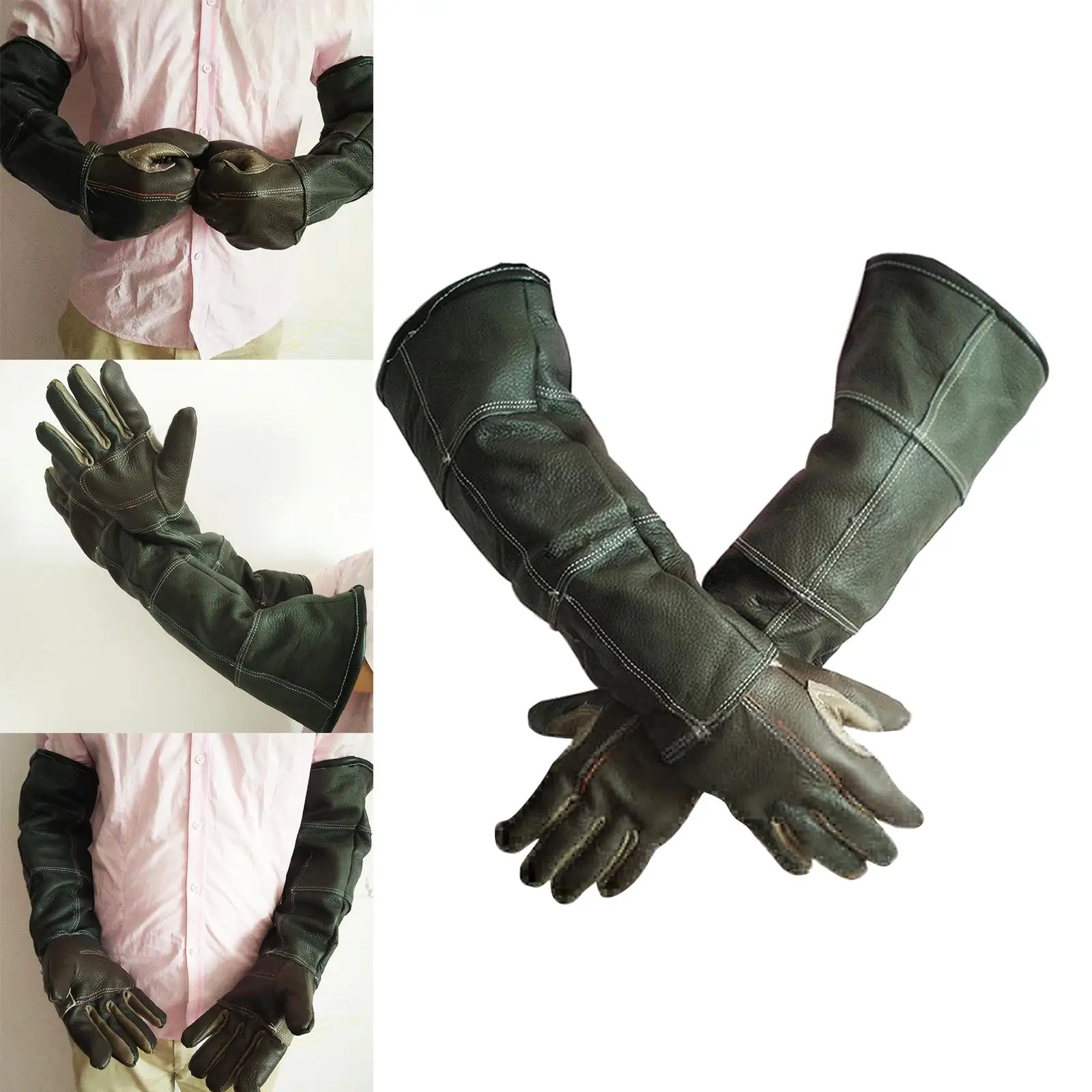 Anti-Bite Animal Handling Gloves Reptile 2Pcs Durable Bite Proof 60cm Bird Gloves for Parrots Anti Bite for Pet Wild Animals Dog