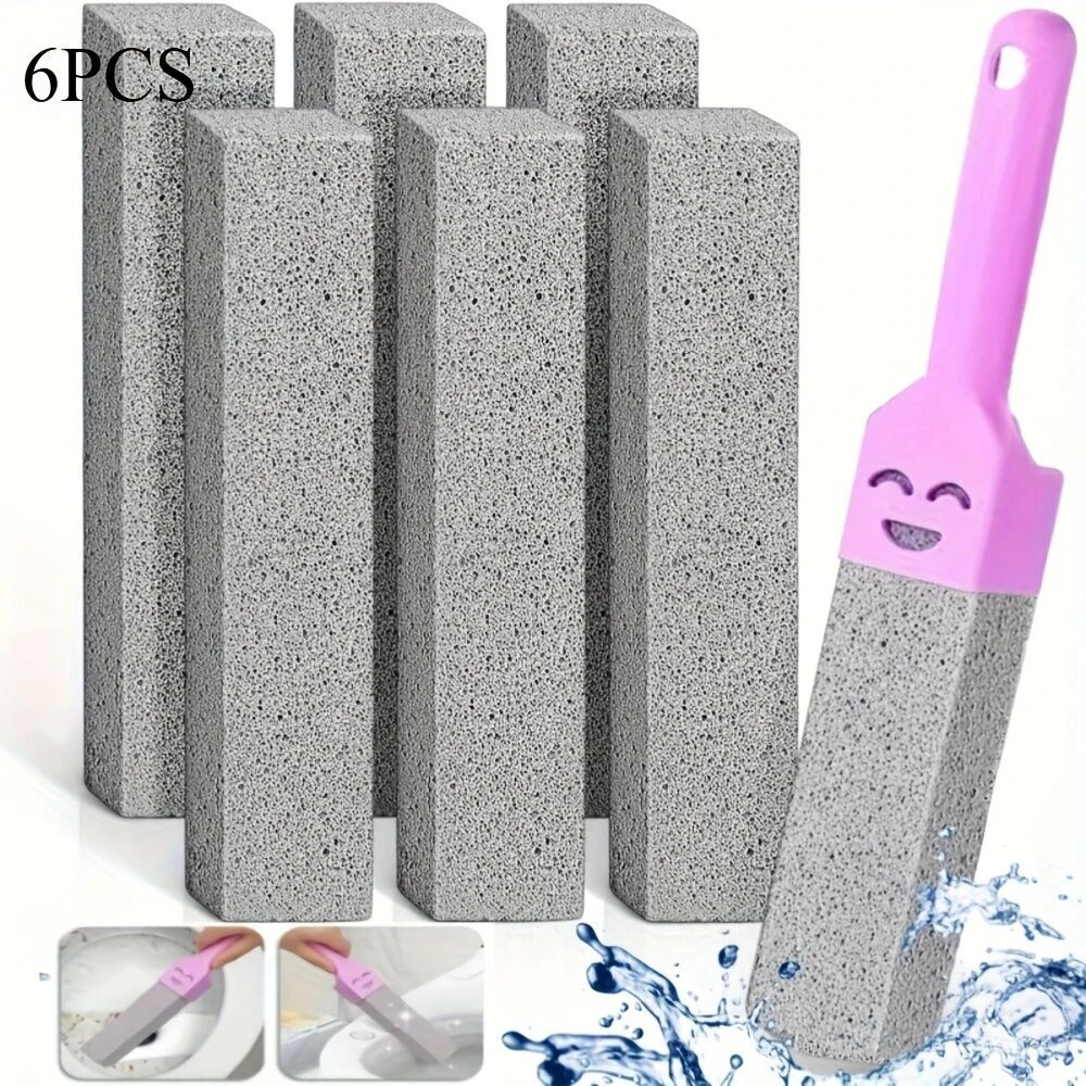 

6 шт., пемза, чистящая палочка, съемный каменный очиститель для унитаза с 1 ручкой, плитка для ванной комнаты, раковина, бытовые инструменты для мытья