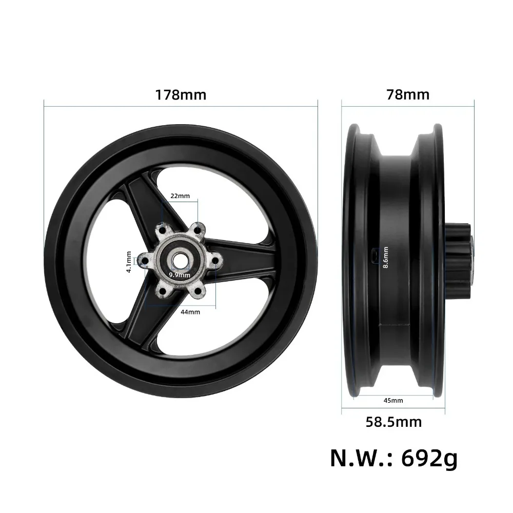 6-Hole Disc Brake Front Wheel Hub for KuKirin T3 Electric Scooter, Aluminum Alloy Rim Replacement Spare Part