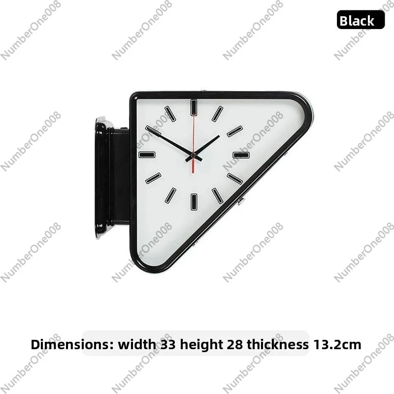 Modern Triangle Two-Sided Wall Clock, Silent Non-Ticking Design for Living Room, Minimalist Black Decor Watch with 3D Effect