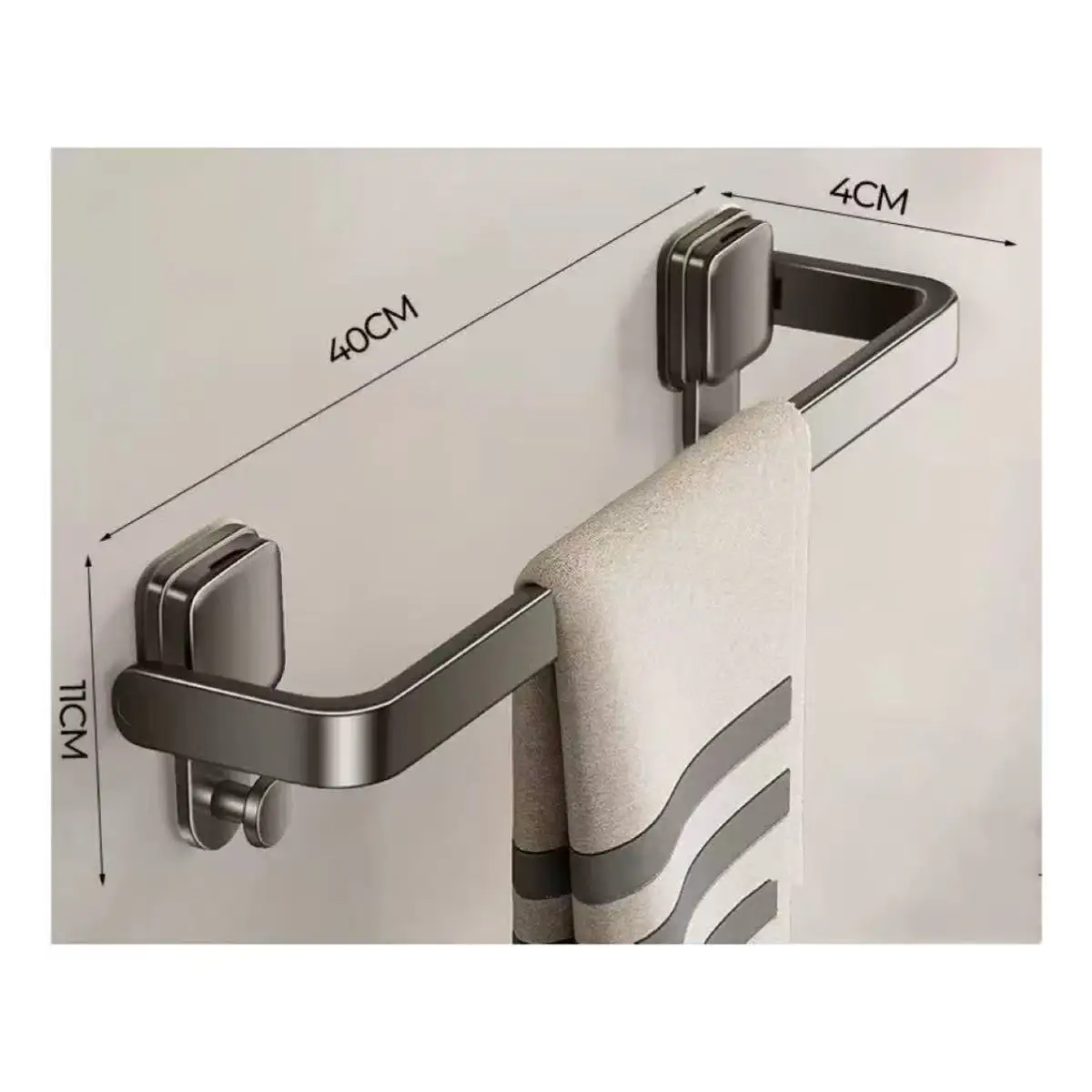Suction Cup Folding Bathroom Hand Towel Rack Towel Holder Wall Mount No Drill Mount 30/40/50cm Towel Bar Apartment view 6