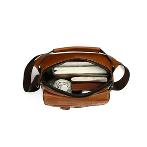 حقائب كروس بودي جلدية PU خمر للرجال الأعمال عارضة حقيبة رسول الذكور الوجه مصمم الفاخرة حقيبة كتف ذكر خفيفة الوزن أفضل 9 حقائب يد أصلية مبيعا - No6