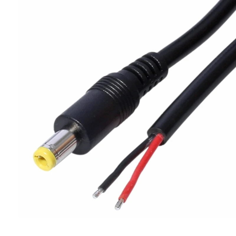 5.5MM x 2.5MM męski wtyk do nieosłonięty przewód otwarta końcówka przewód zasilający kabel do naprawy zasilania 18 AWG 5525 złącze DC5525 warkocze