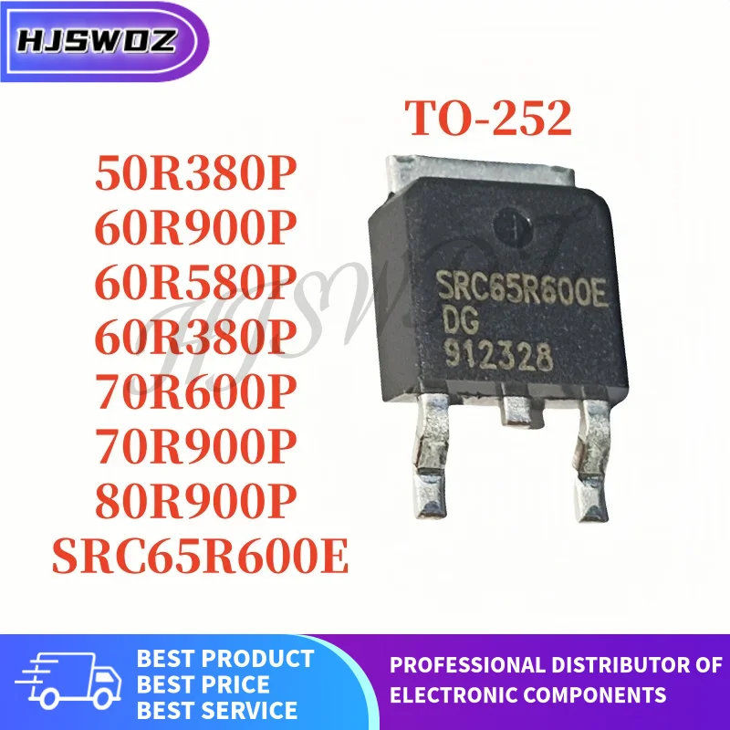 10 Uds nuevo 50R380P 80R900P 70R900P 70R600P 60R900P 60R580P 60R380P SRC65R600E TO-252 MOSFET en Stock