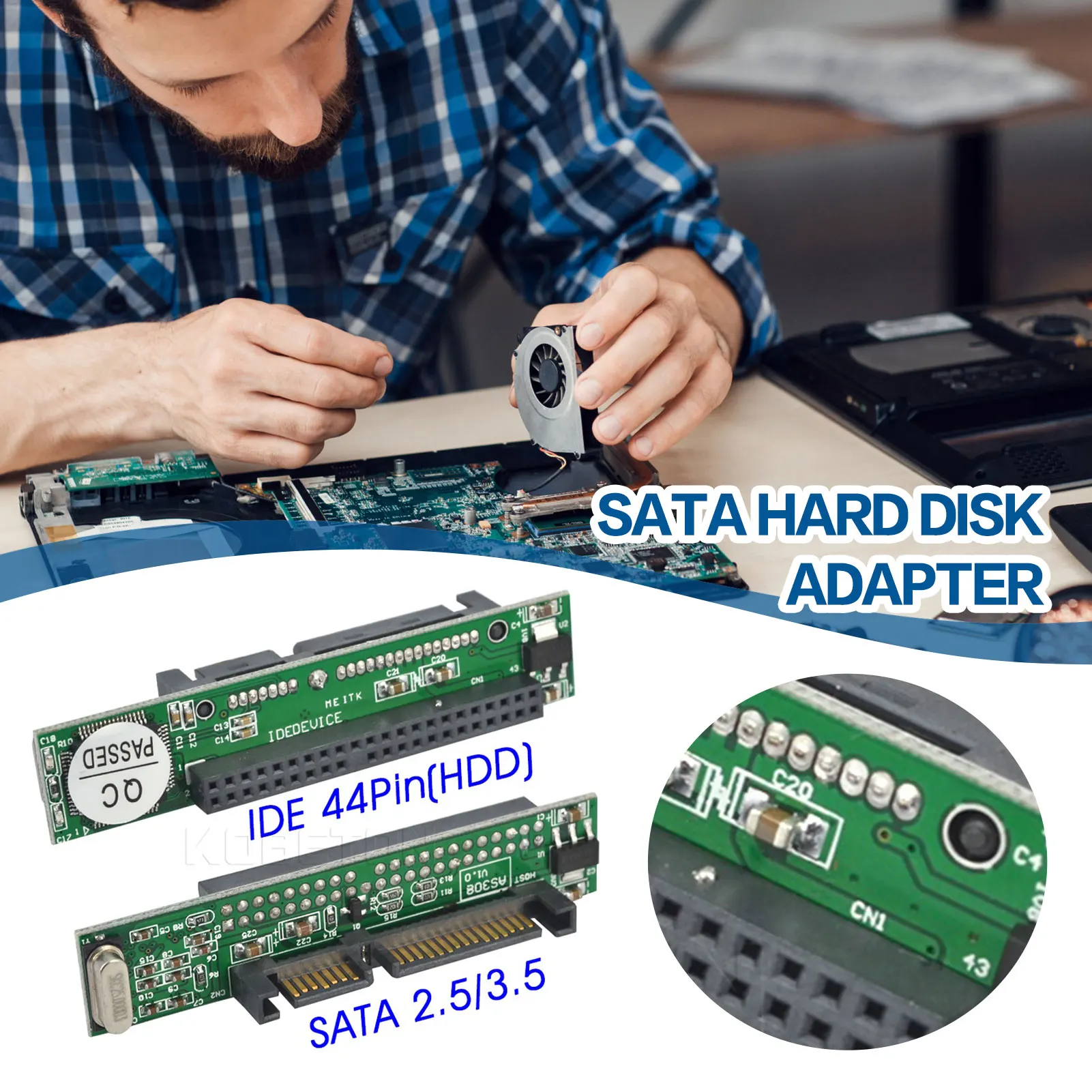 Laptop IDE Adaptor Card No Need Extra Power Supply Switcher Works with all SATA Drives up to 500GB