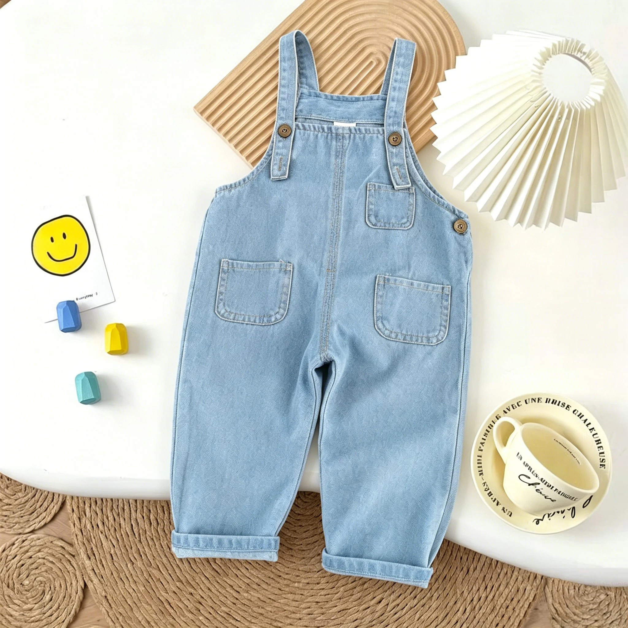 IENENS Toddler Overalls Washed Denim Pants For Kids 1 2 3 4 Years Causal Bib Boy Girl Jeans J