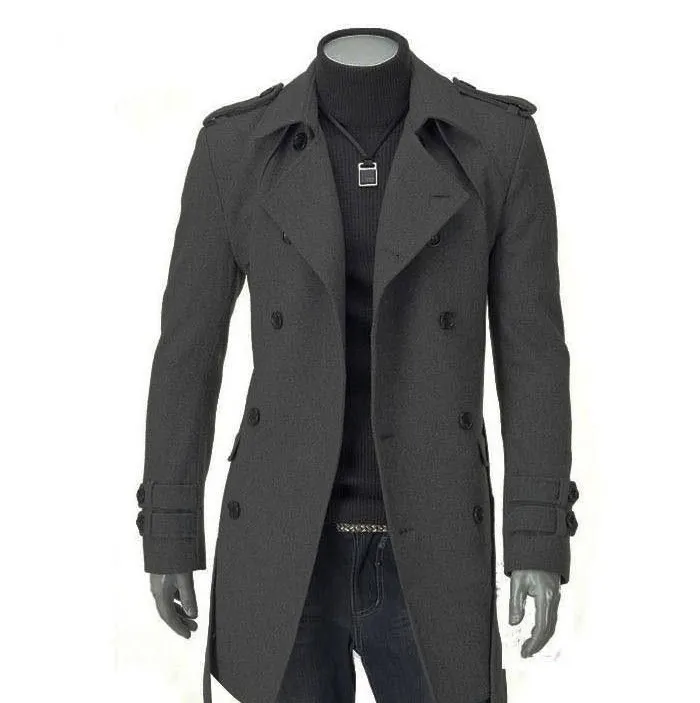 

Wool Blend Coat With Gold Buttons Mans Abrigos Manteaux Veste Fashionable Popular Prevalent Limited Overgarment OuterCoat Warmer