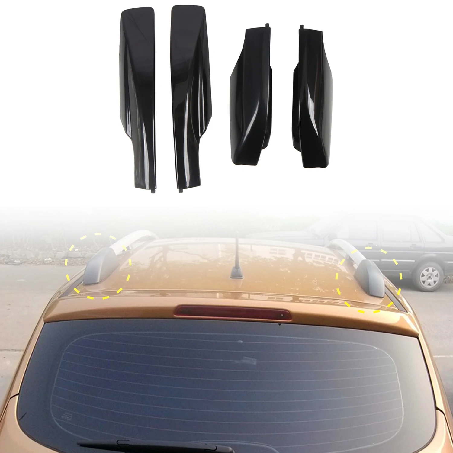 

for Nissan Qashqai/ Dualis J10 2006-2013 Roof Rail Cover Cap Set, Roof Rack End Caps, Luggage Rack Side Cover Trim Replacement