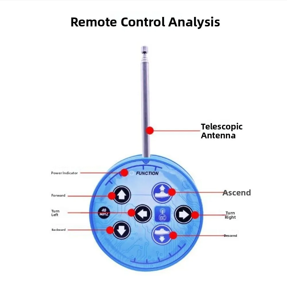 จําลอง Mini RC เรือดําน้ํา 0.1 เมตร/วินาทีความเร็วกันน้ํารีโมทคอนโทรลเรือ Mini ขนาดกลางแจ้งกันน้ําของเล่นดําน้ํา