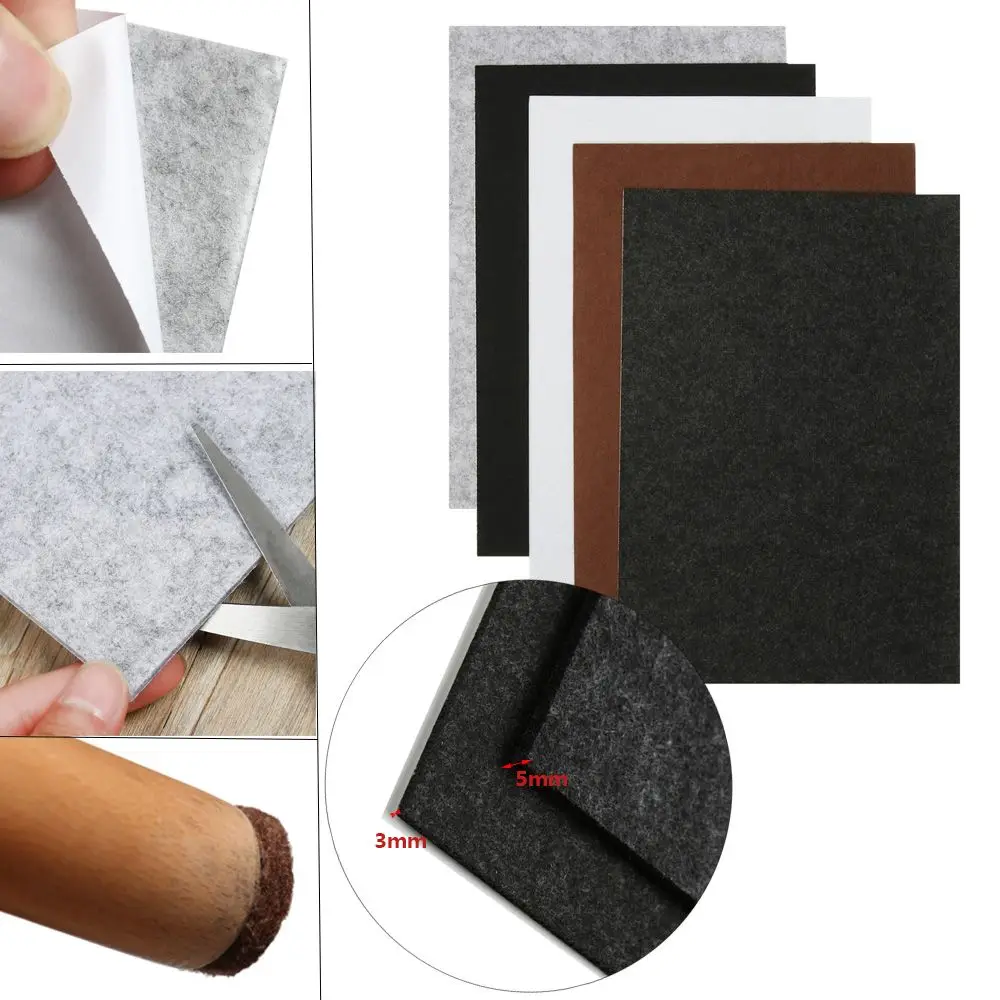 3/5mm Wear-resisting Home Bumper Table Sofa Chair Fittings Anti Noisy Furniture Leg Felt Pads Anti-slip Mat Floor Protector