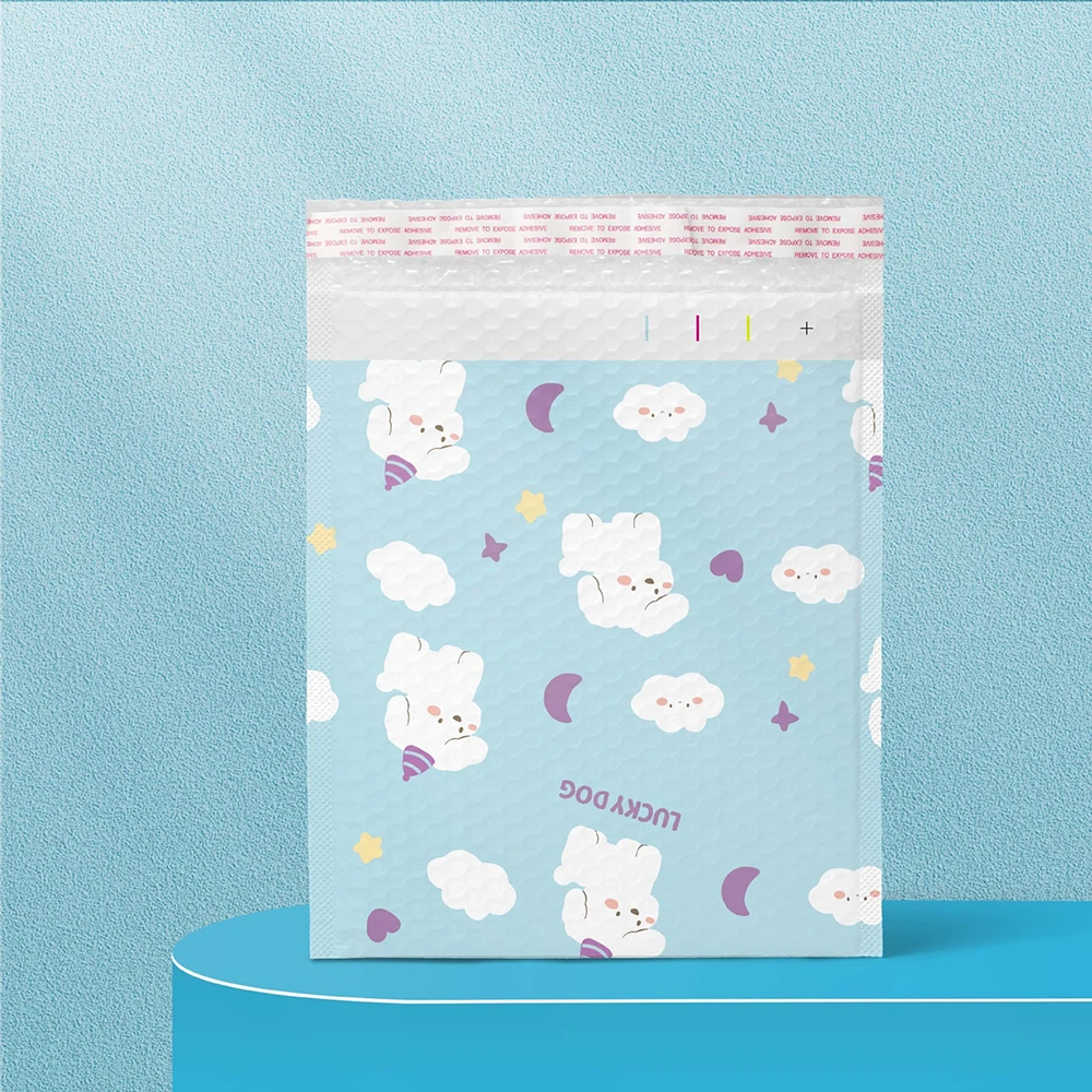 10x13inch Blue Plastic Bubble Bag Cute Puppy Printed Bubble Envelopes Self Seal Adhesive Padded Shipping Envelopes Pouches 50Pcs