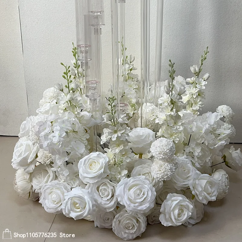 70-30CM Weiße Rose Delphinium Künstliche Blume Hochzeitstisch-Mittelstück Kranz Blumenarrangement Luxus Bankett Hotel Dekoration – Detail 4