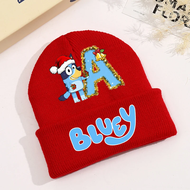 

Blueys Knitted Hat Winter Outdoor Windproof Cold Proof Warm Hat Cute Cartoon Anime Printed Knitted Hat Children's Birthday Gift