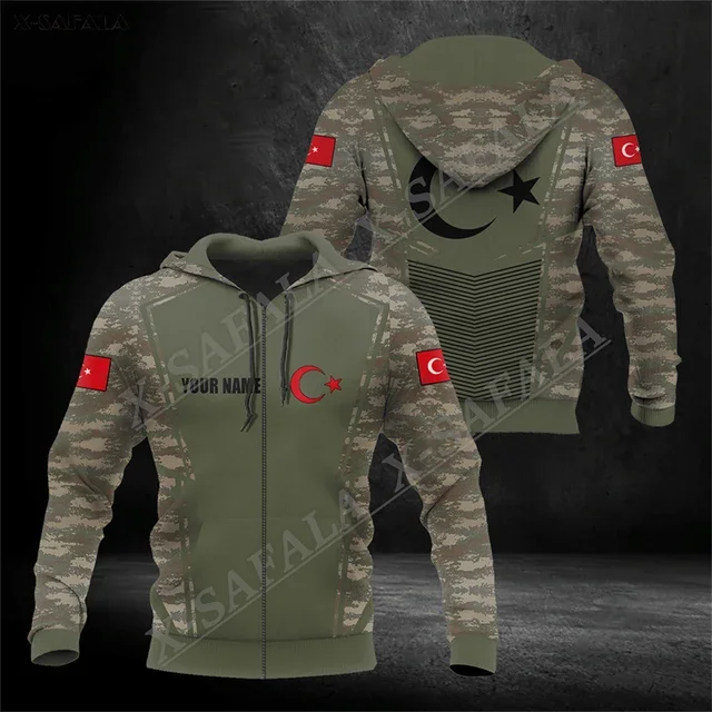 2024 Men's Sweatshirt Türkiye Crest Emble 3D Print Men's Zip Hoodie Pullover Sweatshirt Hooded Sweatshirt y2k hoodie