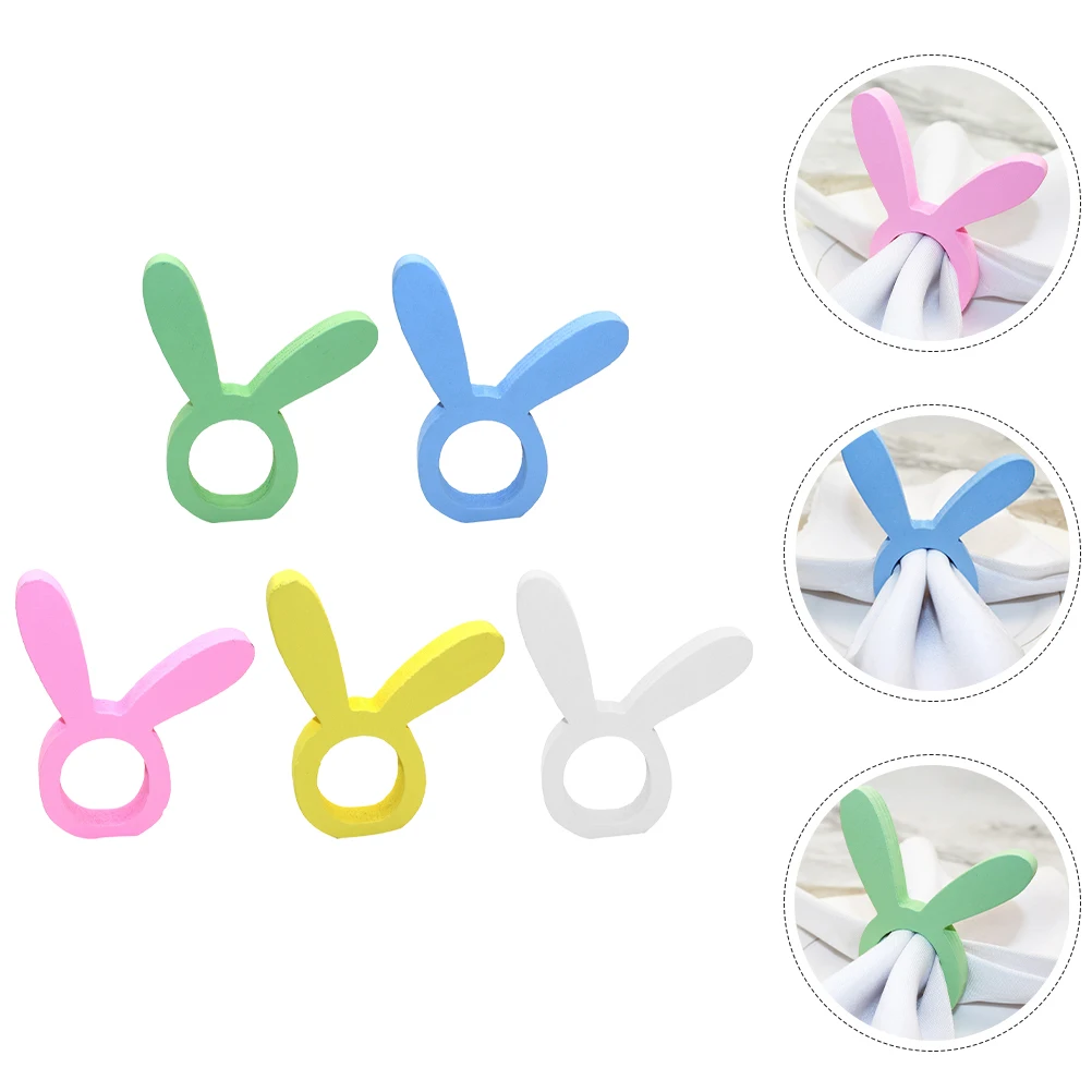 

5pcs Easter Ear Shaped Rings Decorative Holders Wedding Party Home Banquet Festival Themed Table Decoration