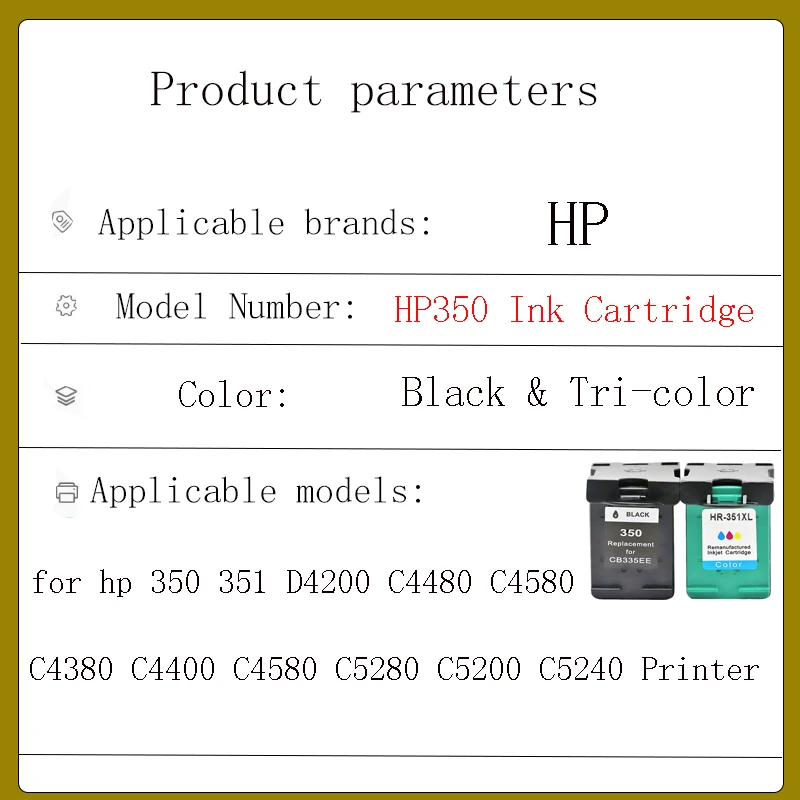 einkshop 350XL 351XL Ink Cartridge replacement for hp 350 351 D4200 C4480 C4580 C4380 C4400 C4580 C5280 C5200 C5240 350 Printer