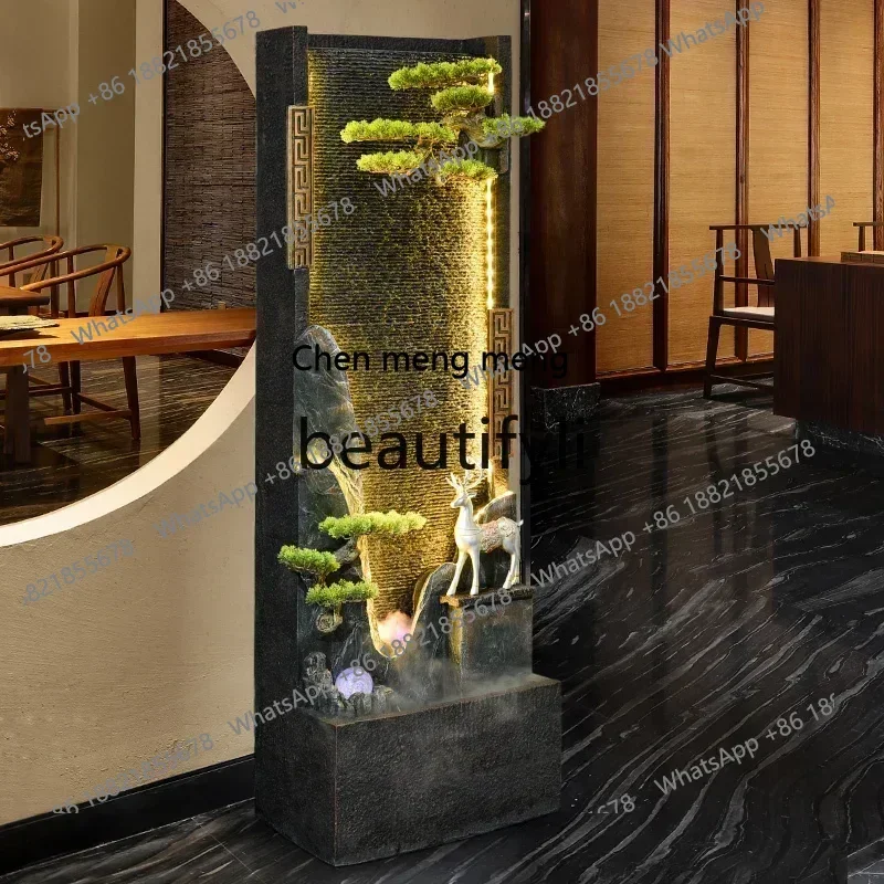 D178   Chinese circulating water curtain wall fountain rockery flowing water living room office lucky ornament opening gift