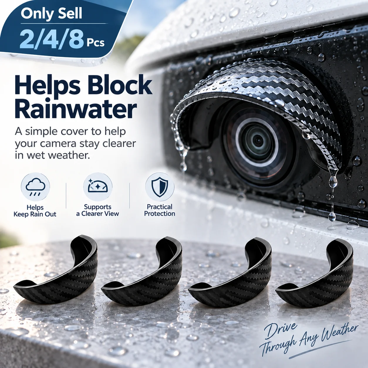 Car Rear‑View Camera Rain Shield, Soft PVC Sun Shade Cover, Waterproof Protector Hood for Reversing Backup Camera, Car Side