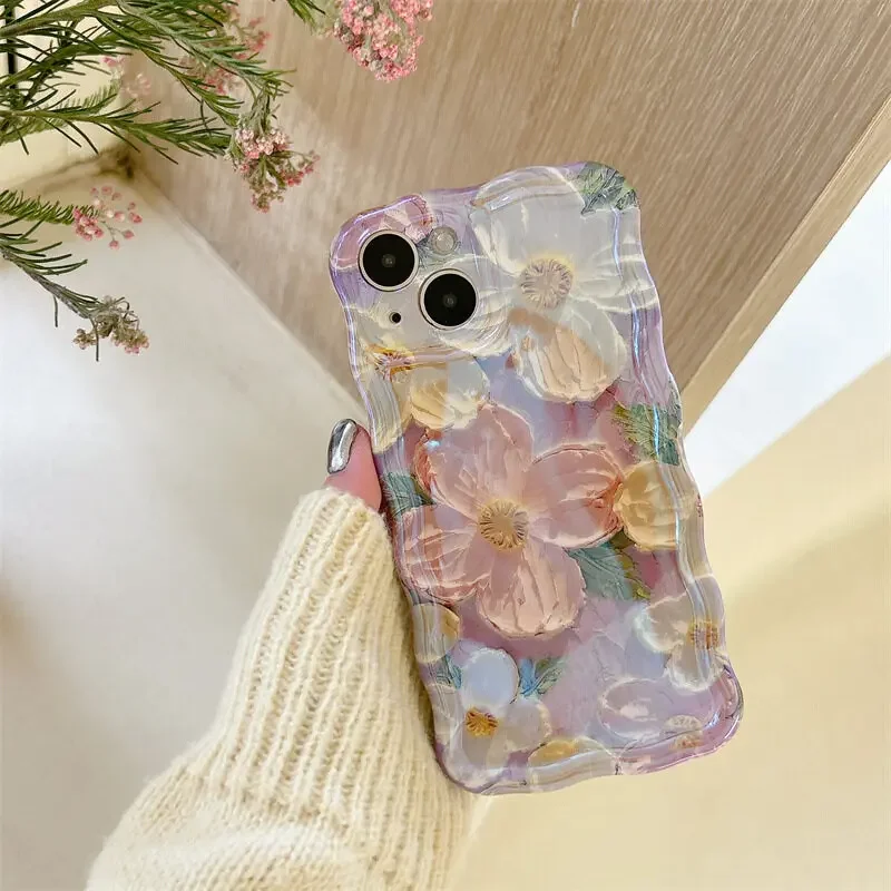 

Модный чехол для телефона с синими светлыми цветами для iPhone 14 13 12 11 Pro Max 14Pro 13Pro, роскошный противоударный мягкий чехол из ТПУ 2024