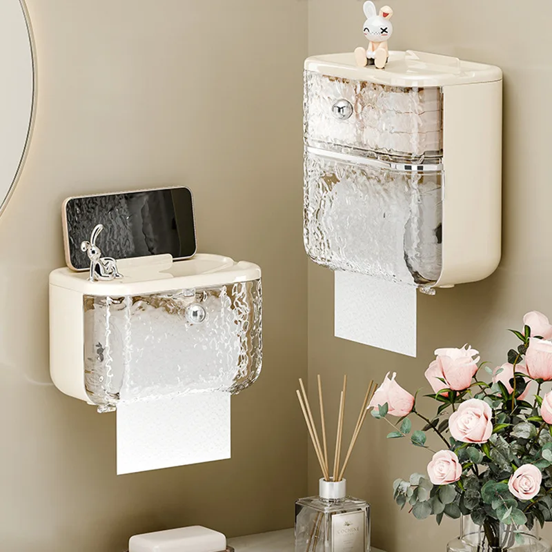 Magnetic waterproof tissue holder bathroom roll paper holder wall mounted toilet paper storage rack toilet paper holder