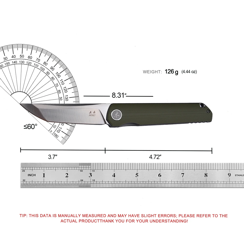 MIKI Chop 2 Flipper Knife 3.7" D2 Tanto Blade, G10 Handles Outdoor Survival Tactics Hunting Camping Fishing Tools - view 6