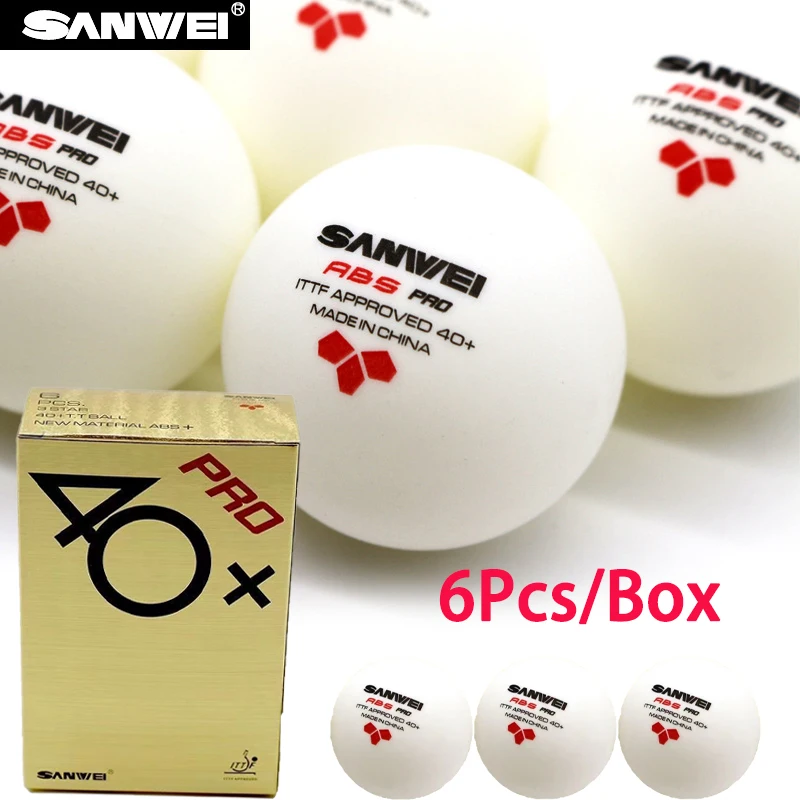 SANWEI ABS PRO 3-Star 40+ Table Tennis Balls 6pcs/box New Material ITTF Approved Seamed Ping Pong Balls for Competition Training