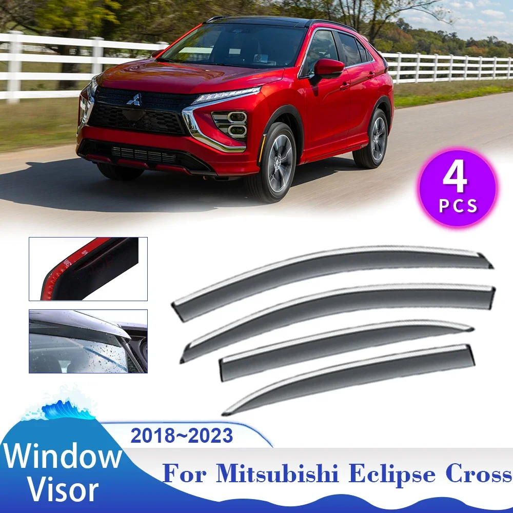 

For Mitsubishi Eclipse Cross GK GL YA 2018~2023 Car Window Visor Sun Rain Guard Vent Smoke Deflector Covers Exterior Accessories