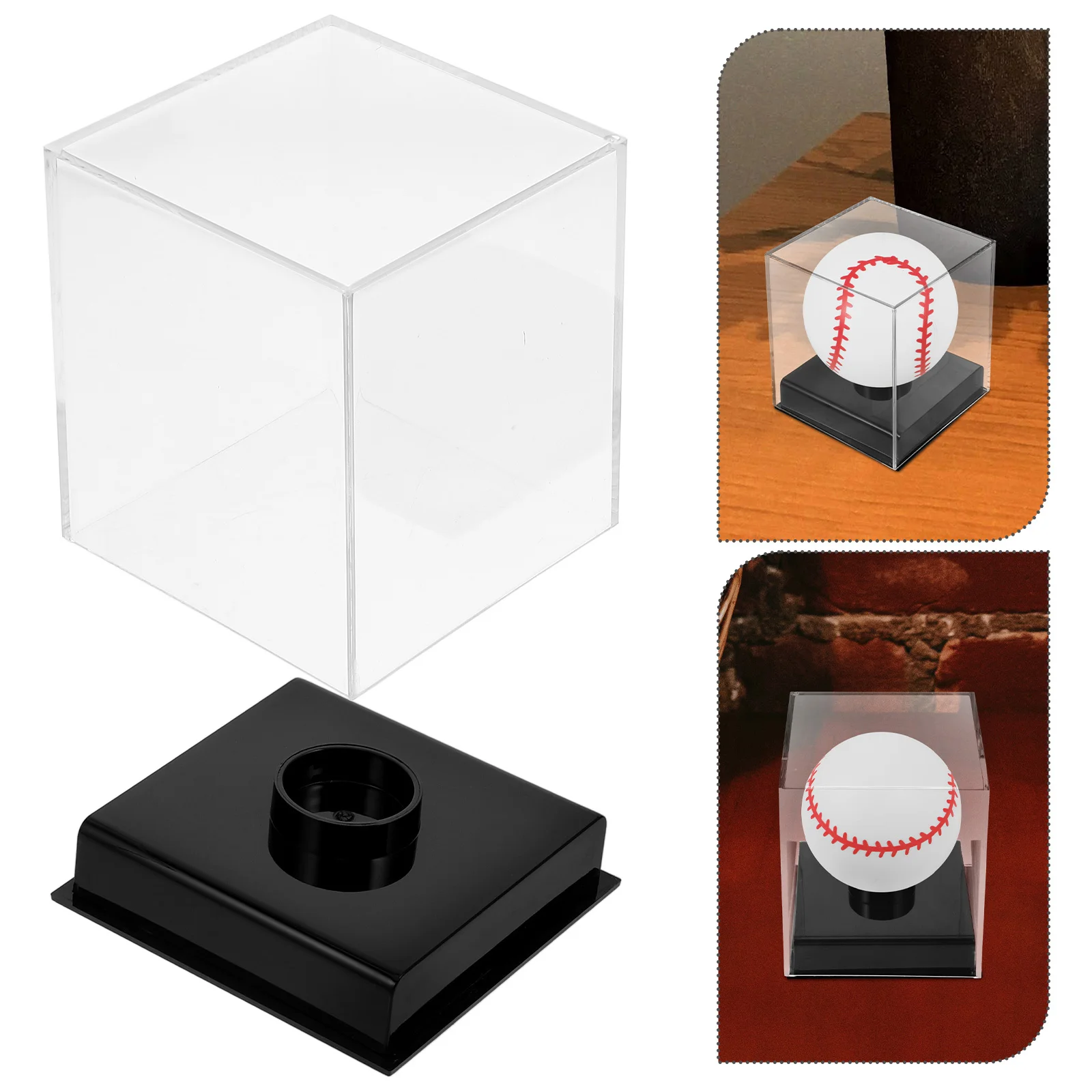 

Clear Acrylic Baseball Display Case Cube Holder For Sports Balls Compact Showcase Organizer Transparent Box Secure Structure