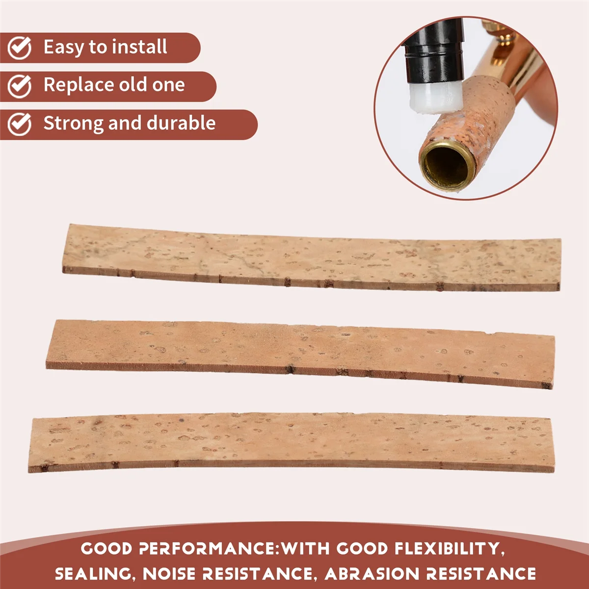 A03V 10 шт. пробковый лист для кларнета, аксессуары для ремонта саксофона, запасной комплект, сменный комплект, 9,1X1,3X0,2 см