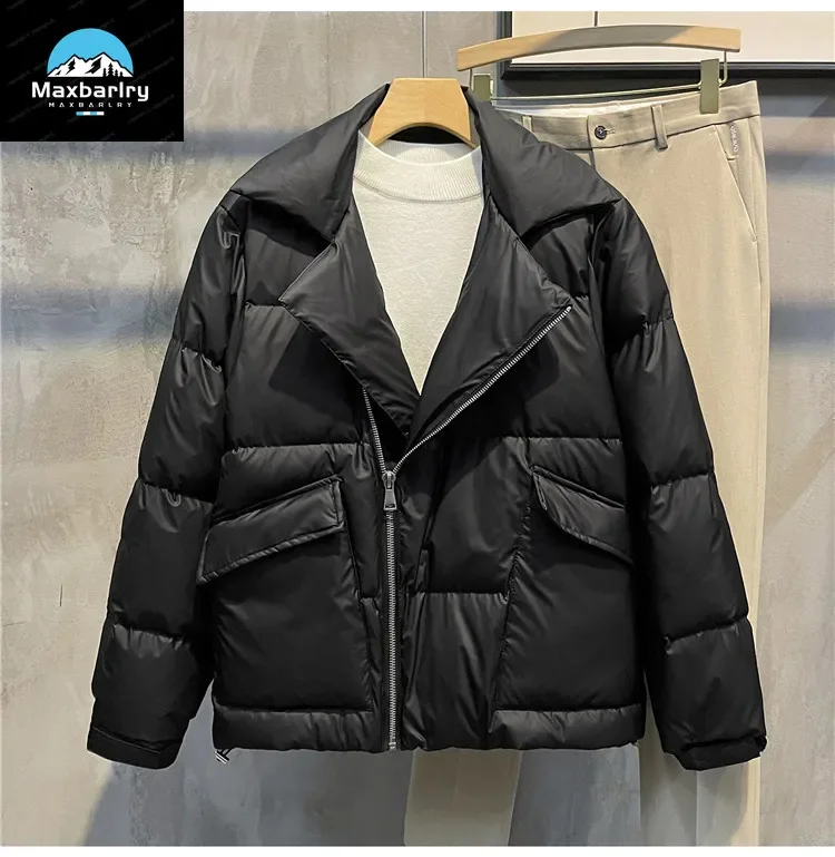 High Quality Down Jacket MenThickened Warm Loose Large Lapel White Duck Down Jacket Light Cushioned Men\'s Clothing Winter